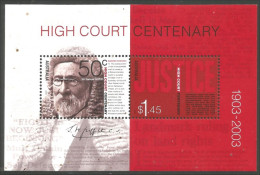 Australia Court Justice 100 Years Feuillet Souvenir Sheet ( A54 80) - Neufs