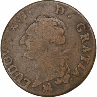 France, Louis XVI, Sol, 1791, Rouen, Cuivre, TB, Gadoury:350 - 1774-1791 Luis XVI