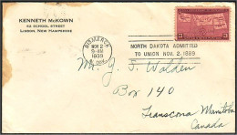 USA USA North Dakota Statehood  1939 FDC ( A60 297) - 1851-1940