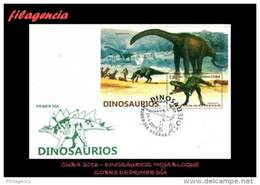 CUBA SPD-FDC. 2016-26 DINOSAURIOS. FAUNA PREHISTORICA. HOJA BLOQUE - FDC