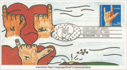 USA Hand Sign Signe Main ASL American Sign Language Langage Sourds FDC Cover ( A62 298) - Handicap