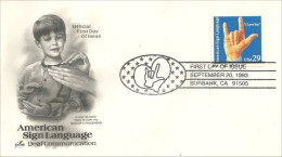 USA Hand Sign ASL American Sign Language Langage Sourds FDC Cover ( A62 292a) - Behinderungen