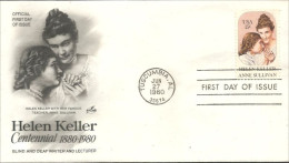 USA Helen Keller Deaf Mute Sourde Muette Anne Sullivan FDC Cover ( A62 288) - Handicap