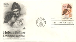 USA Helen Keller Deaf Mute Sourde Muette Anne Sullivan FDC Cover ( A62 285) - Behinderungen