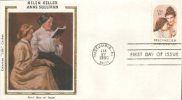 USA Helen Keller Deaf Mute Sourde Muette Anne Sullivan FDC Cover ( A62 283a) - Handicaps