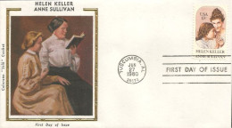 USA Helen Keller Deaf Mute Sourde Muette Anne Sullivan FDC Cover ( A62 283b) - 1971-1980