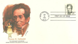 USA Thomas Gallaudet Deaf School Ecole Sourds FDC Cover ( A62 289a) - Handicaps