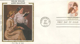 USA Helen Keller Deaf Mute Sourde Muette Anne Sullivan FDC Cover ( A62 281b) - 1971-1980