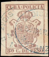 ESPAGNE / ESPANA - COLONIAS (Cuba) 1882 "CUBA-POLICIA" Fulcher 558 50c Lila - Usado - Cuba (1874-1898)