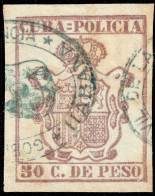 ESPAGNE / ESPANA - COLONIAS (Cuba) 1882 "CUBA-POLICIA" Fulcher 558 50c Lila - Usado - Cuba (1874-1898)