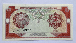 UZBEKISTAN  - 3 SO'M - P 74  (1994) - UNC - BANKNOTES - PAPER MONEY - CARTAMONETA - - Uzbekistán