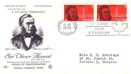 Canada Sir Oliver Mowat Paire FDC ( A70 843) - 1961-1970
