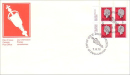 Canada Portrait Elizabeth II 14c Rouge-red UL Pl.blk/4 FDC ( A70 258) - 1971-1980