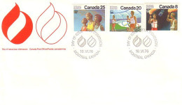 Canada Flamme Drapeau Podium Olympique Torch Flag FDC ( A70 257) - Zomer 1976: Montreal