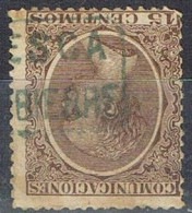 Sello 15 Cts Alfonso XIII Pelon, CARTERIA Oficial Tipo II De ALCUBIERRE (Huesca) Num 219 º - Usados