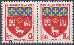 18104 Variété : N° 1182 Blason Toulouse POStfS Tenant à Normal   ** - Unused Stamps