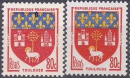 18107 Variété : N° 1182 Blason Toulouse PRANCAISE + Normal ** - Ongebruikt