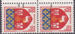 18109 Variété : N° 1182 Blason Toulouse Trainées Bleues Par Défaut D'essuyage Tenant à Normal  ** - Unused Stamps