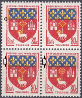 18110 Variété : N° 1182 Blason Toulouse Lys Doublés Tenant à Lys Dédoublés Dans Un Bloc De 4  ** - Unused Stamps