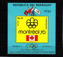 Olympics 1976 - Flag - PARAGUAY - S/S MNH - Verano 1976: Montréal