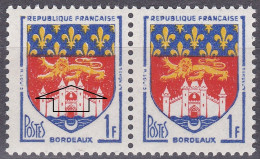 18113 Variété : N° 1183 Blason Bordeaux Lion Doublé Tenant à Normal   ** - Ungebraucht