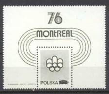 Olympics 1976 - History - POLAND - S/S Black Print MNH - Summer 1976: Montreal
