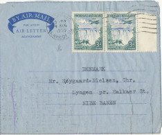 Rhodesia & Nyasaland Aerogramme Sent To Denmark 4-8-1955 - Rodesia & Nyasaland (1954-1963)