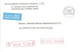 JAPAN  - 2018, POSTAGE PAID LABEL COVER TO DUBAI. - Covers & Documents
