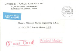 JAPAN  - 2018, POSTAGE PAID LABEL COVER TO DUBAI. - Storia Postale