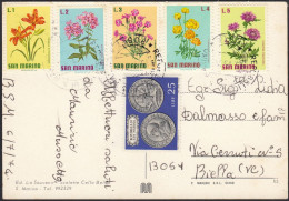 San Marino, Storia Postale, Fiori, Cartolina Postale 06.07.1974, Vedute - Brieven En Documenten