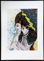 ►  IRAN  Femme Musicienne Perse Joueuse De Flûte   -  Illustration  Double Carte    (Vers 1970s) - Iran