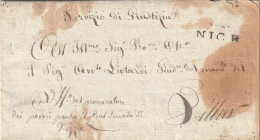 Marque Linéaire Nice (Pièmont-Sardaigne) Du 15 Avril 1817  Mention Manuscrite Servizio Di Giustizia - ....-1700: Precursores