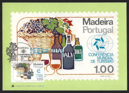 Wine From Madeira Island. Bottles Of Boal And Dalva Wine. Basket Of Wine Grapes. Stamp Tourism Conference. - Liquor & Beer