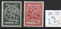 NORVEGE 277-78 ** Côte 2 € - Ongebruikt