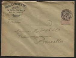 68 Obl. ANVERS PLACE ST JEAN S/L Entête Hôtel La Rose D'Or Vers Bxl (x701) Expo Anvers - 1894-1896 Esposizioni