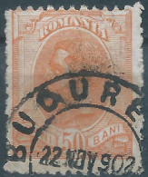 ROMANIA - ROUMANIE - RUMANIEN,50B Orange,Oblitérée 1902 Bucharest - Gebraucht