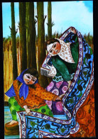 ►  IRAN Illustration Femme Perse Et Tapis Persan  Art Naïf    (Vers 1970s) - Iran