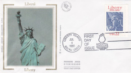 1e Dag Postzegel En Omslag - Liberty-Liberté- U.S.A. - 1986 - 1981-1990