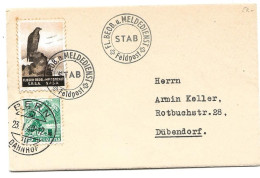 409 - 10 - Petite Lettre Avec Timbre Militaire Et Cachet "F. Beob. U, Neldeinst Stab" - Double Affranchissement - Dokumente