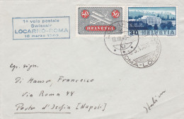 Suisse--1940--Devant De Lettre De LOCARNO Pour ISCHIA PORTO (Italie)-timbres,1ère Voie Postale Swissair LOCARNO-ROMA - Briefe U. Dokumente