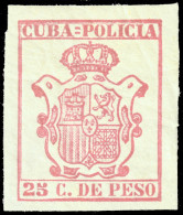 ESPAGNE / ESPANA - COLONIAS (Cuba) 1884 "CUBA-POLICIA" Fulcher 587 25c Rosa - Nuevo* - Kuba (1874-1898)