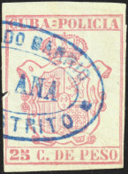 ESPAGNE / ESPANA - COLONIAS (Cuba) 1884 "CUBA-POLICIA" Fulcher 587 25c Rosa - Usado - Cuba (1874-1898)