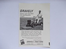 Oude Reclame Uit 60s - GRAVELY TRACTORS - Division Studebaker-Packard Corp. - Grasmaaier - Pubblicitari