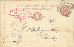 ITALY. POSTAL STATIONERY. 1899. MILANO STAZIONE - Interi Postali