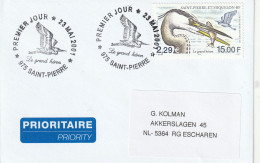 Saint Pierre, Letter Sent To Netherland, Stamped With Bird Motive, Birds, Fish - Brieven En Documenten