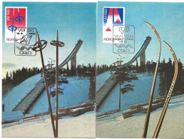 Norge Norway 1982 World Championship Nordic - Skiing In Oslo, Mi 853-854, On Maximumcards  - Cancelled 18.2.82 - Storia Postale