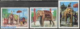Laos 1994 Ceremonial Elephant 3v, Mint NH, Nature - Various - Elephants - Folklore - Laos