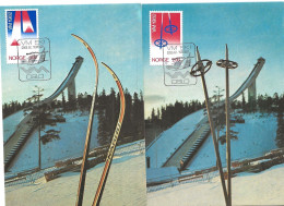 Norge Norway 1982 World Championship Nordic - Skiing In Oslo, Mi 853-854, On Maximumcards  - Cancelled  22.2.82 - Lettres & Documents