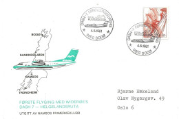 Norge Norway 1981 Special Cover First Flight With Widerøe Dash 7 - Special Cancellation Bodø  4.5.1981  FDC Mi 839 - Brieven En Documenten