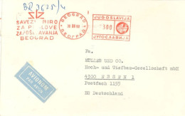 YUGOSLAVIA  - 1968, POSTAL FRANKING MACHINE COVER TO GERMANY. - Brieven En Documenten